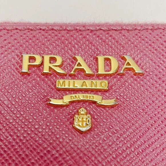 Prada Portafoglio Lampo Gold Zipper 1 Ml506 Pink Wallet - Picture 3 of 8